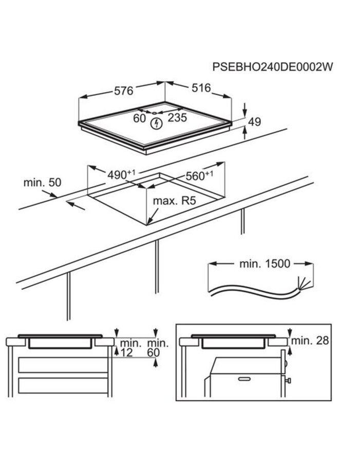 AEG TO64I1C00XB | Inductie kookplaat | 60 cm