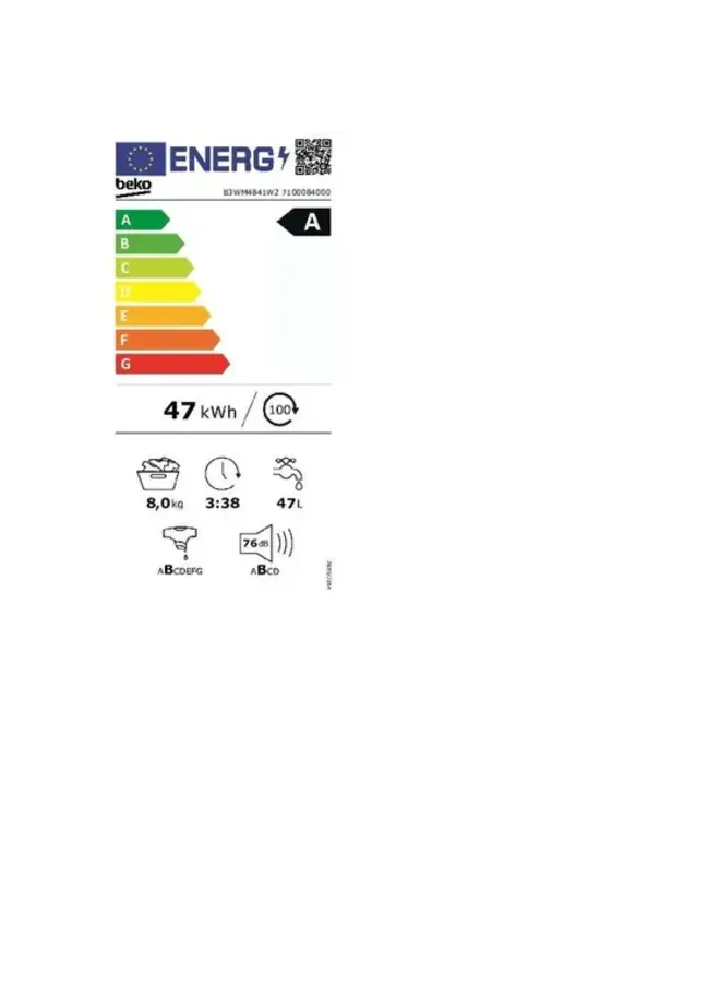 Beko B3WM4841W2 | Wasmachine | Energyspin | Selective