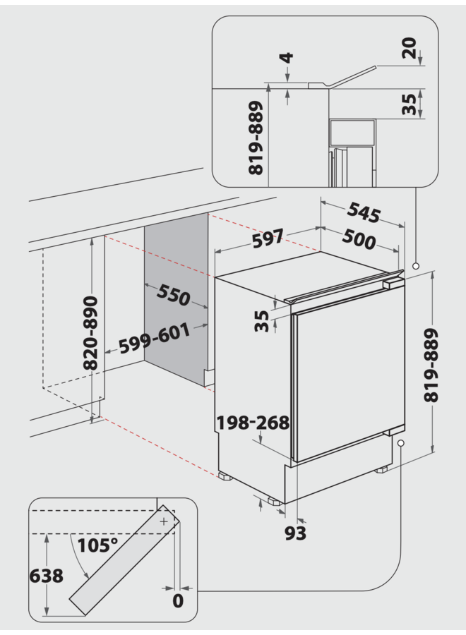 Ignis ( Whirlpool ) ARL 8GS2 C | Onderbouw koelkast | 82 cm