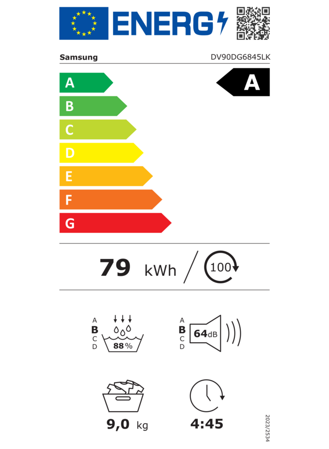 Samsung DV90DG6845LKU2 | Warmtepompdroger | 9 kg | AI Dry