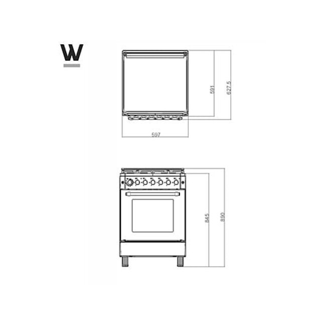 Wiggo WO-E609R(BB) Serie 9 gasfornuis 60 cm Zwart