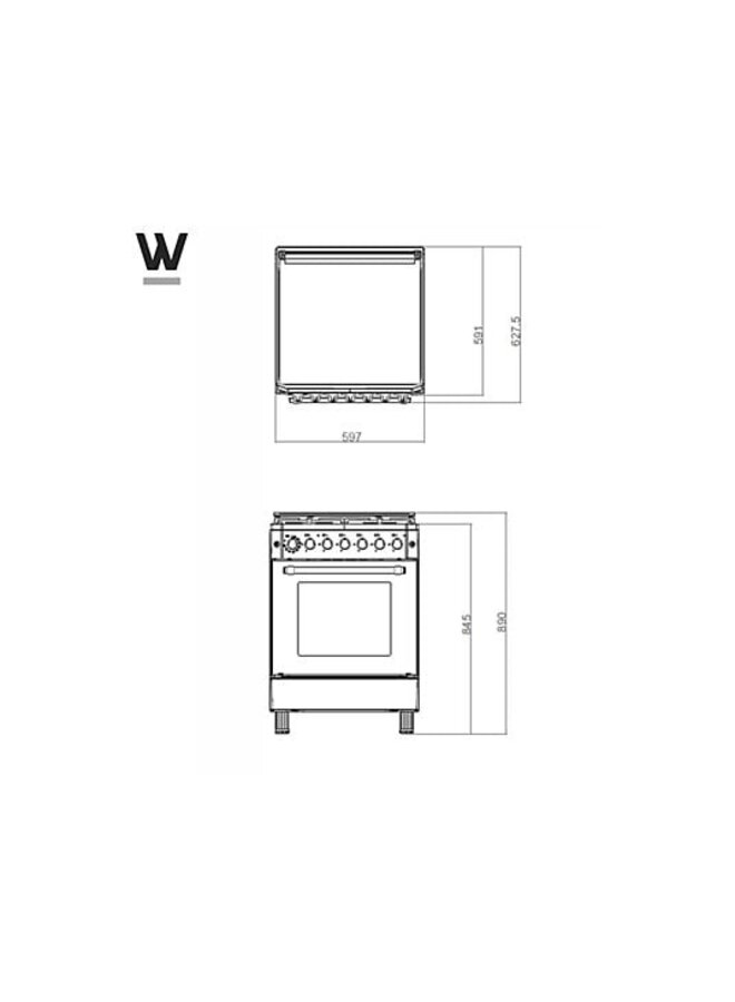 Wiggo WO-E609R(BB) Serie 9 gasfornuis 60 cm Zwart