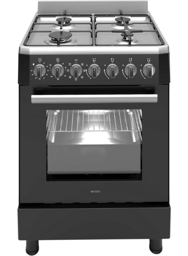 Wiggo WO-E609R (BX) | Gasfornuis | Zwart | 60 cm