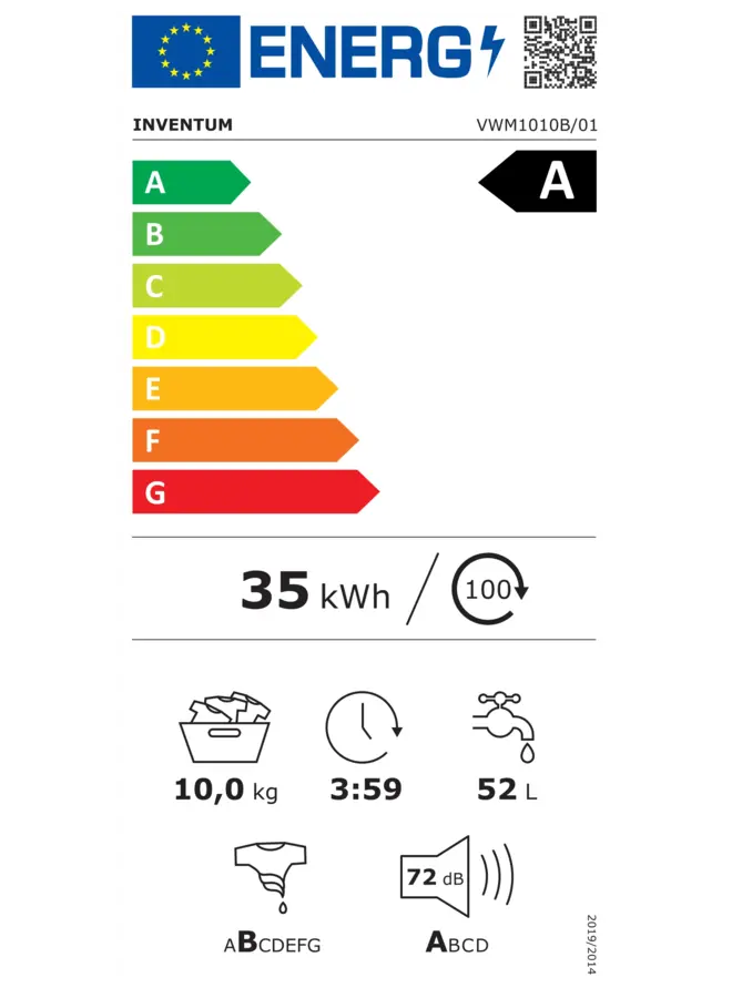 Inventum VWM1010B | Wasmachine | 10 kg | Zwart