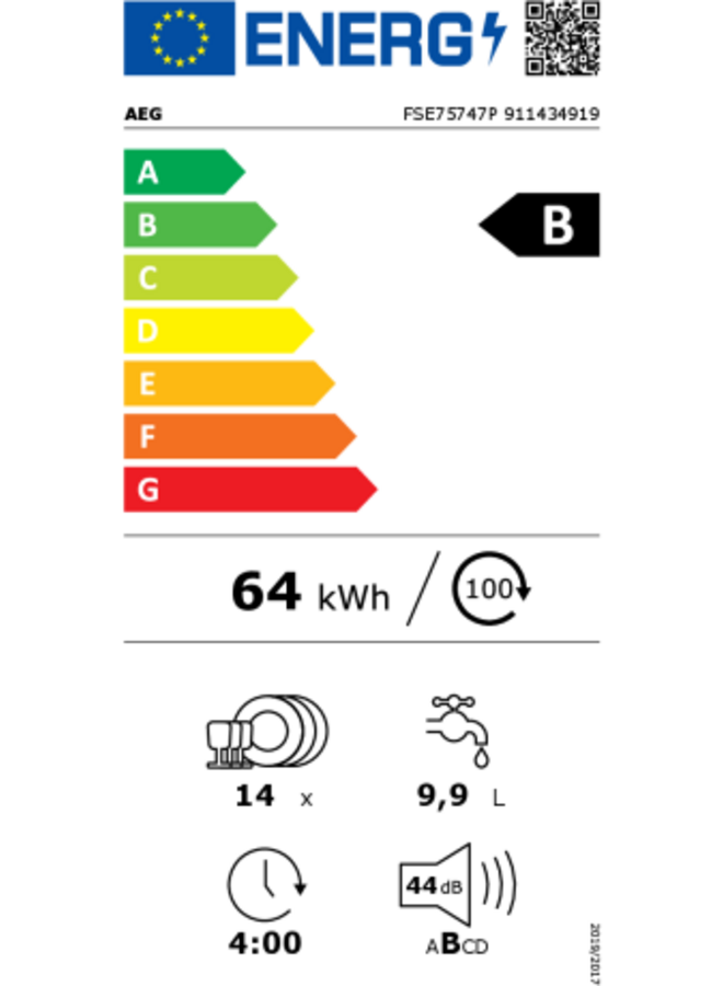 AEG FSE75747P | Inbouw vaatwasser | B Label