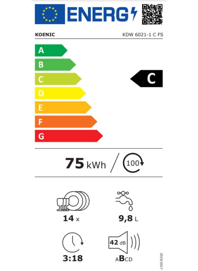 KOENIC KDW 6021-1 C FS | Vrijstaande Vaatwasser | Wit