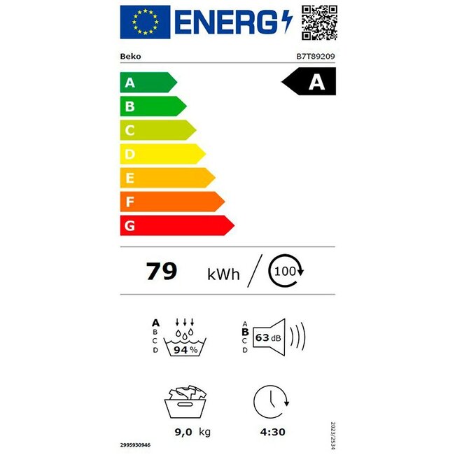 Beko B7T89209 | Warmtepompdroger | 9 kg | A label