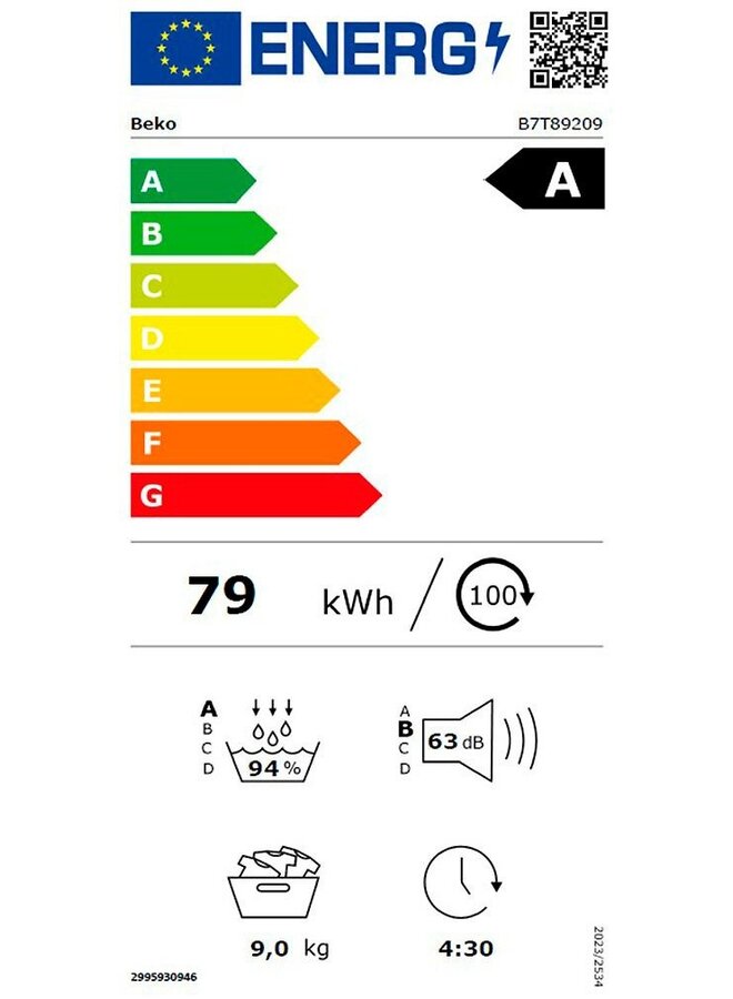Beko B7T89209 | Warmtepompdroger | 9 kg | A label
