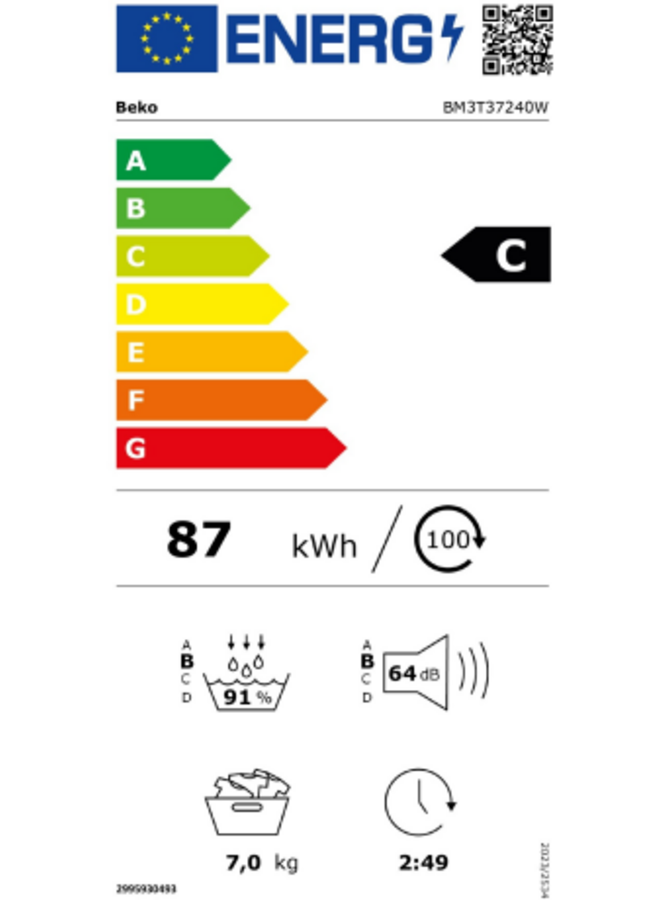 Beko BM3T37240W | Warmtepompdroger | 7 kg | C