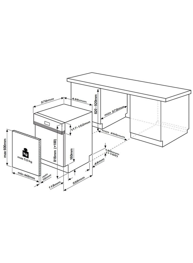 Beko DSS28021X | Half geintegreerde vaatwasser | 45 cm