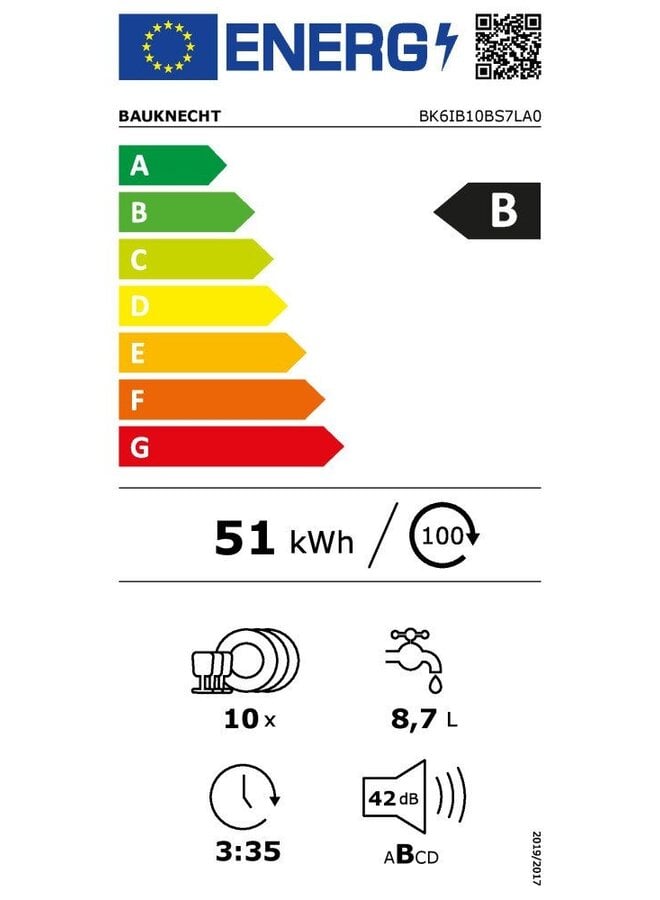 Bauknecht BK6IB10BS7LA0 | Inbouw vaatwasser | 45 cm | B