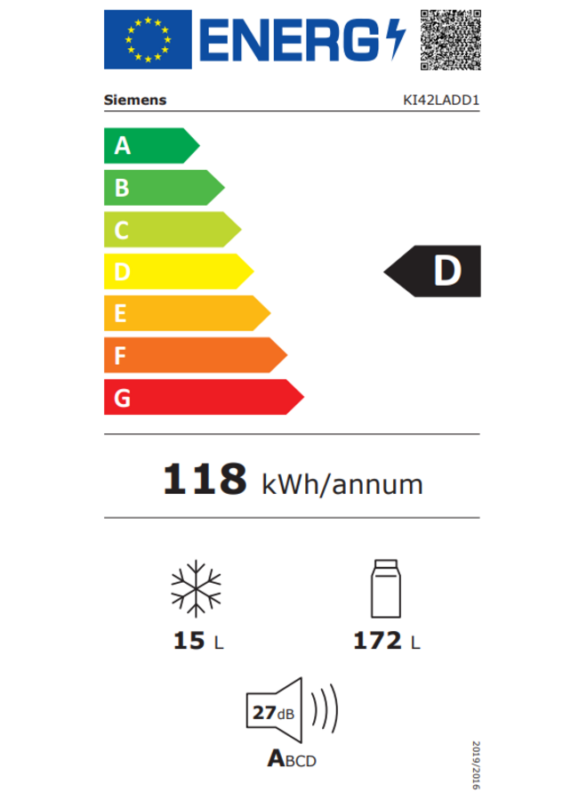 Siemens KI42LADD1 | Inbouwkoelkast | 122 cm | Deur op Deur