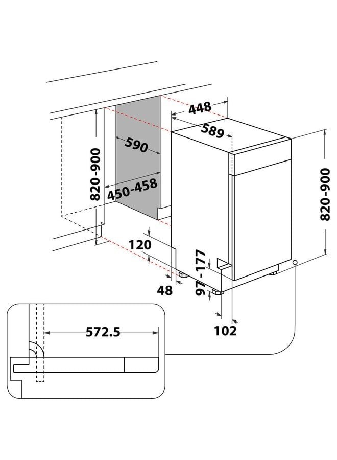 Bauknecht BSUO 3O21 PF X | Onderbouw vaatwasser | 45 cm