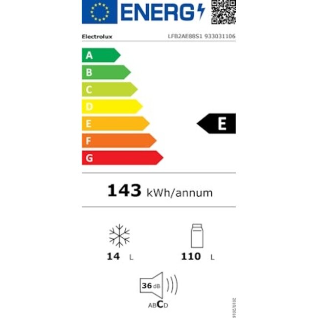 Electrolux ( AEG ) Electrolux LFB2AE88S1 | Inbouw koelkast | 88 cm | Sleepdeur