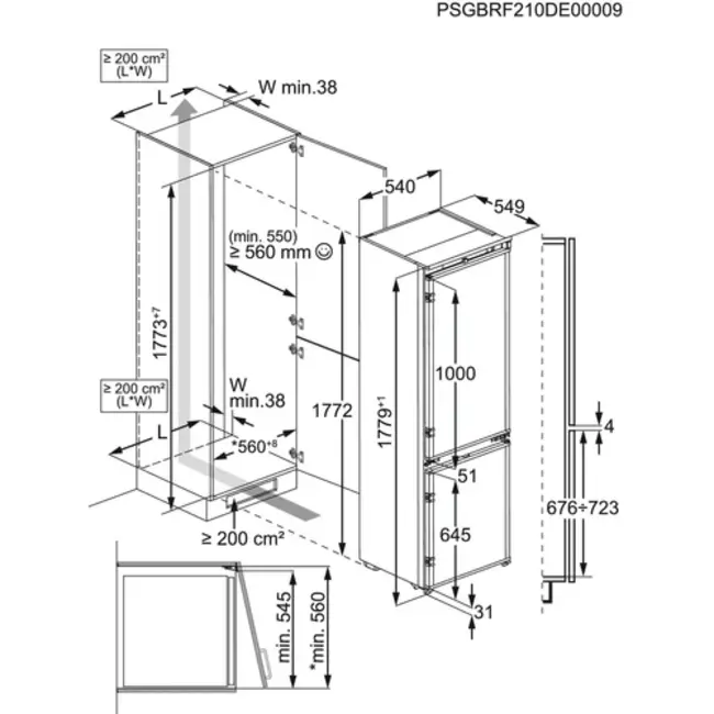 AEG OSC7G181ES | Inbouw koelvriescombinatie | 178 cm | Nofrost