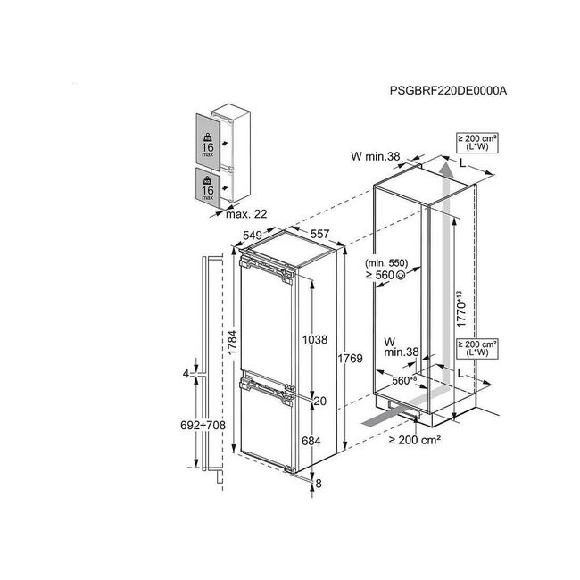 AEG NSC5S18ZEF | Inbouw koelvriescombinatie | 178 cm