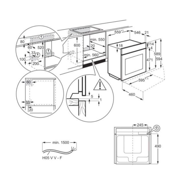 AEG BSE682020M | Inbouw Stoomoven | 60 cm | Zwart/RVS