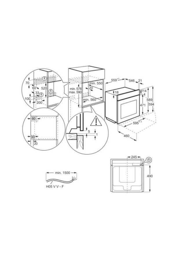 AEG BSE682020M | Inbouw Stoomoven | 60 cm | Zwart/RVS