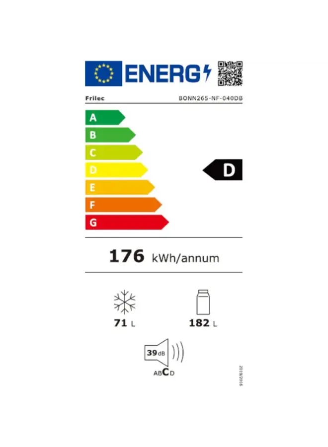 Frilec  BONN265-NF-040DB | Koelvriescombiantie | Zwart | D