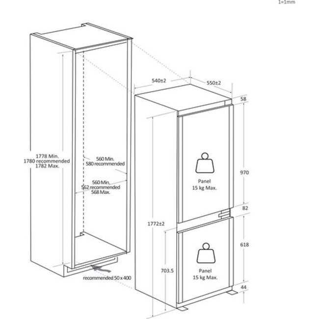 Haier HBW7518BT | Inbouw koelvriescombinatie | 178 cm | B