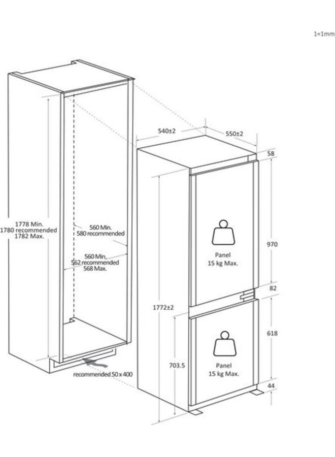 Haier HBW7518BT | Inbouw koelvriescombinatie | 178 cm | B
