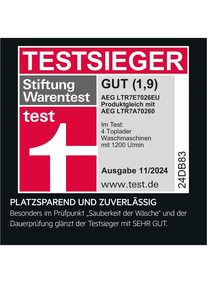 AEG LTR7E7026EU | Wasmachine Bovenlader | 6 kg | ProSteam