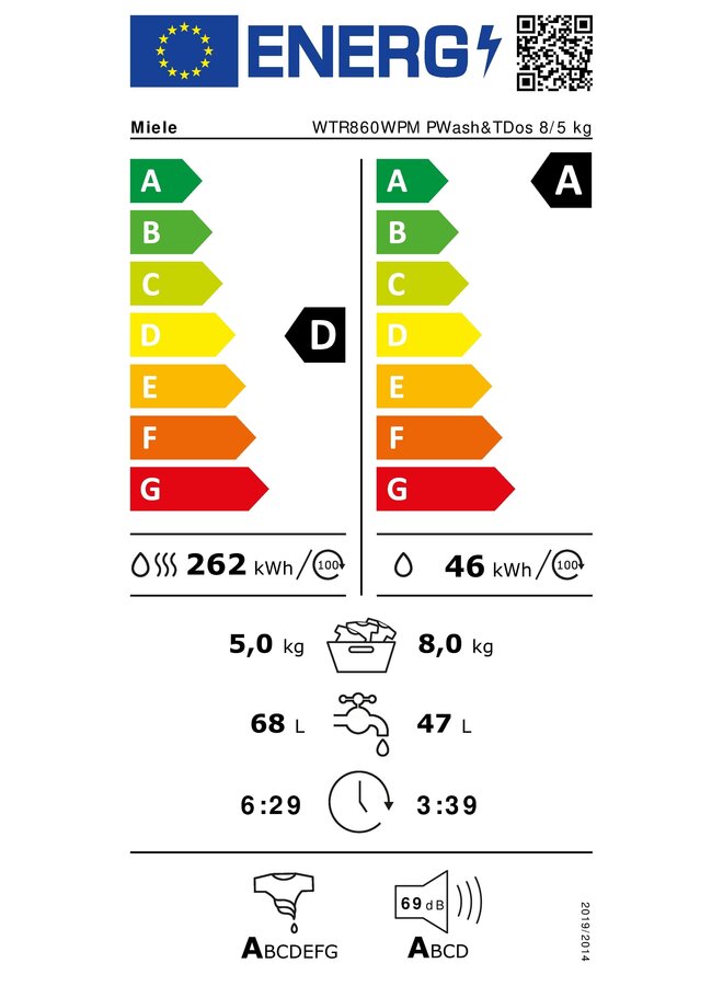 Miele WTR 860WPM Pwash & TDos | Wasdroogcombinatie | 8-5kg