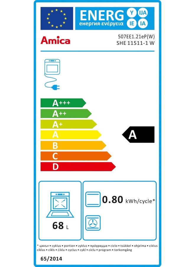 Amica  SHE 11511-1 W | Elektrisch fornuis | Wit