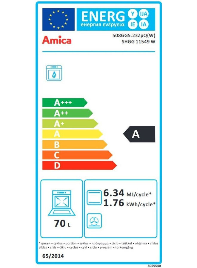 Amica SHGG 11549 W | Gasfornuis | 50 cm