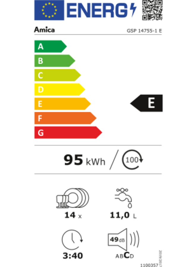 Amica GSP 14755-1 E | Vrijstaande vaatwasser | 60 cm | RVS