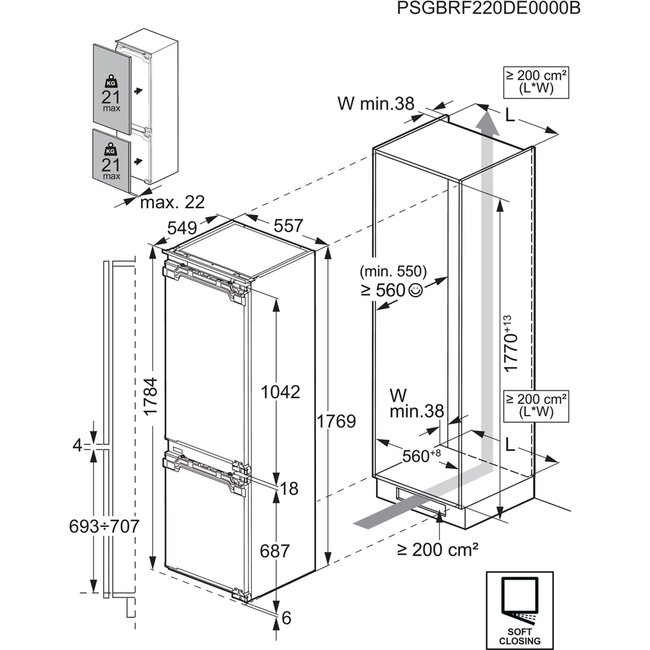 AEG TSC9V183DC | Inbouw koelvriescombinatie | D | Nofrost