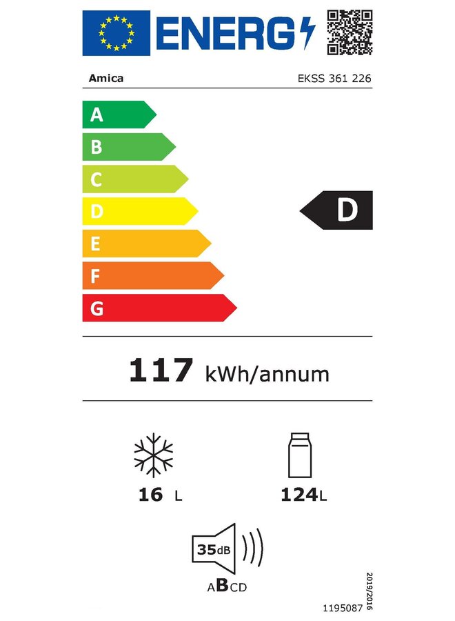 Amica EKSS 361 226 | Inbouwkoelkast | 102 cm | Sleepdeur