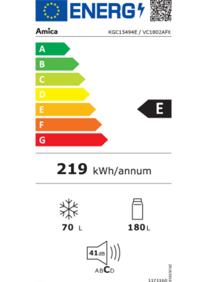 Amica KGC 15494 E | Koelvriescombinatie | RVS | NoFrost