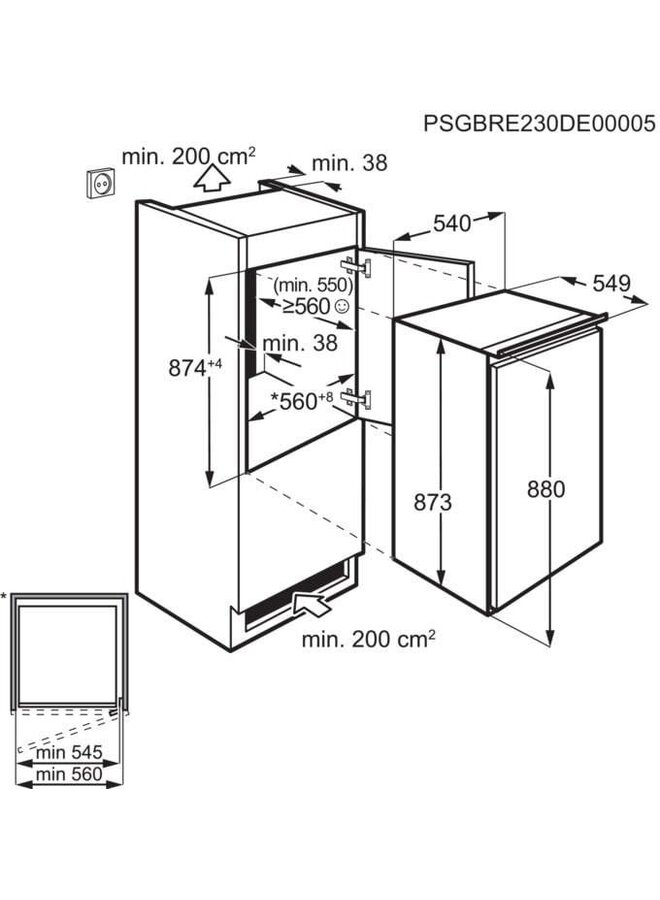 AEG G884ES1 | Inbouw koelkast | 88 cm | Sleepdeur