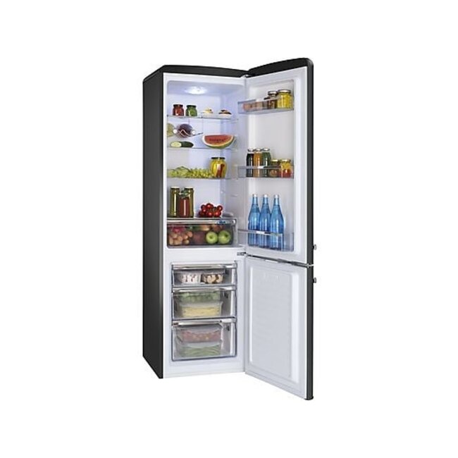 Amica KGCR 387 100 MS | Retro koelvriescombinatie | Zwart