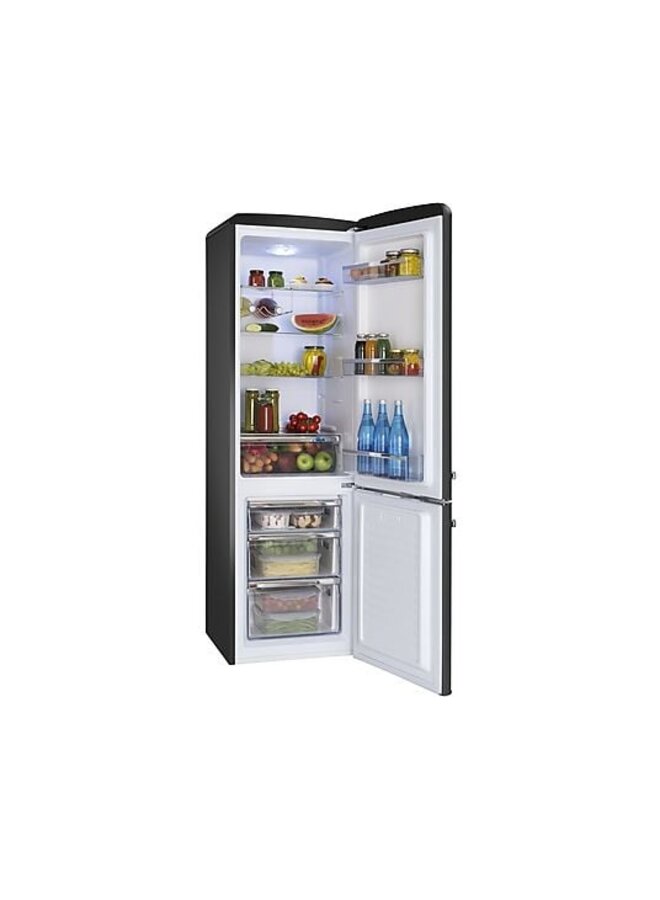 Amica KGCR 387 100 MS | Retro koelvriescombinatie | Zwart