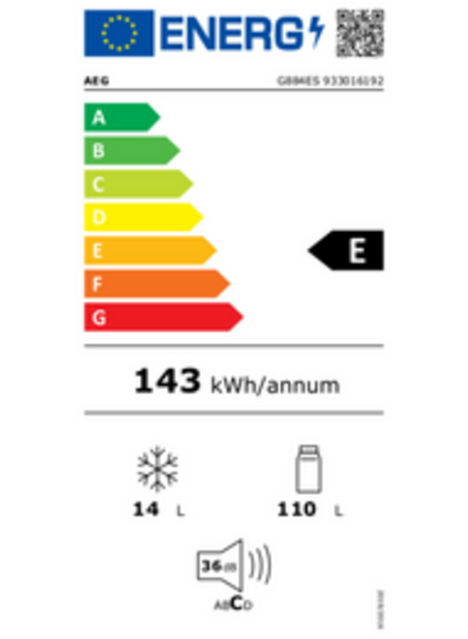 AEG G884ES1 | Inbouw koelkast | 88 cm | Sleepdeur