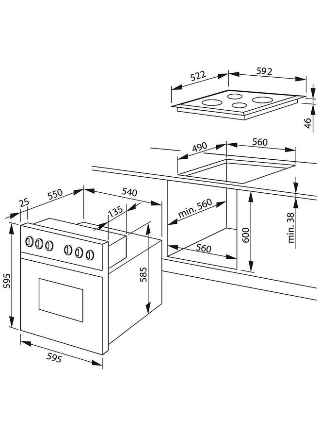 Amica EHC 12516 E | Inbouw set | Inbouw fornuis | A Label