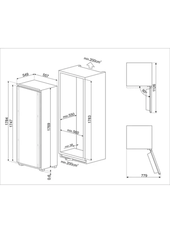 Smeg S9L174D1D | Inbouw koelkast | 178 cm