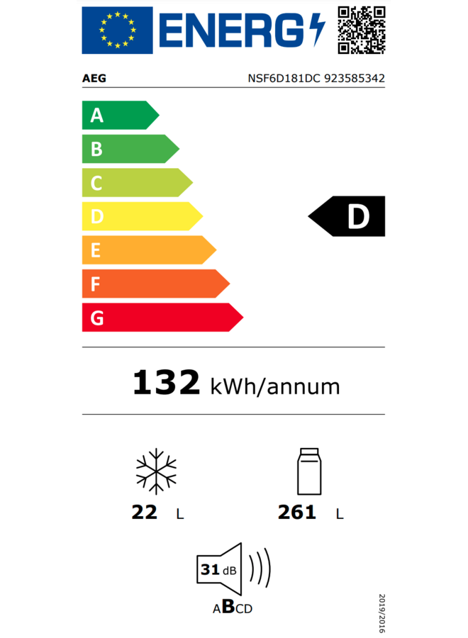 AEG NSF6D181DC | Inbouw koelkast  178 cm | D | CustomFlex