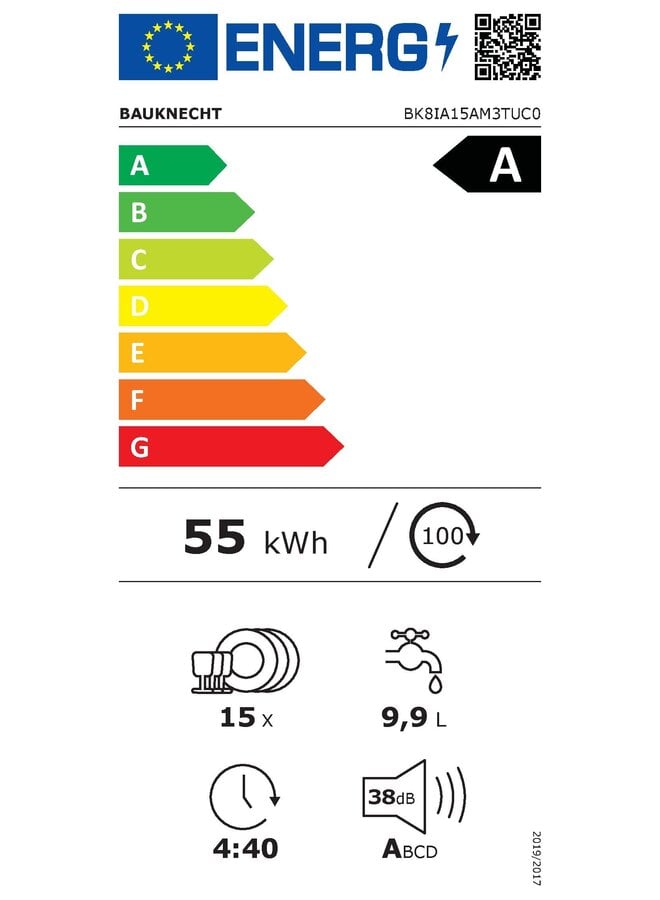 Bauknecht BK8IA15AM3TUC0 | Inbouw vaatwasser | A label