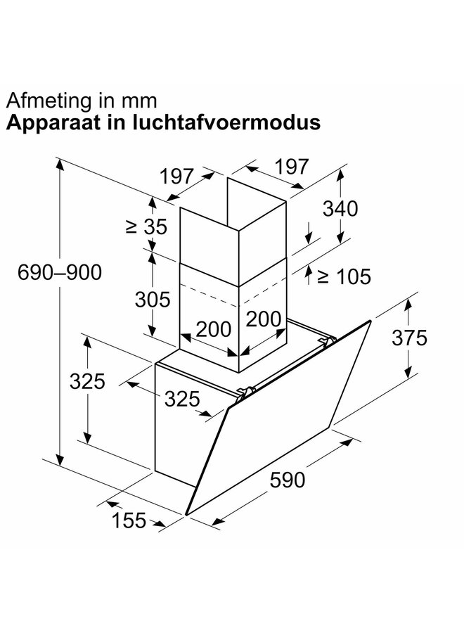 Bosch DWK65DK60 | Afzuigkap | 60 cm | Zwart | Schuin