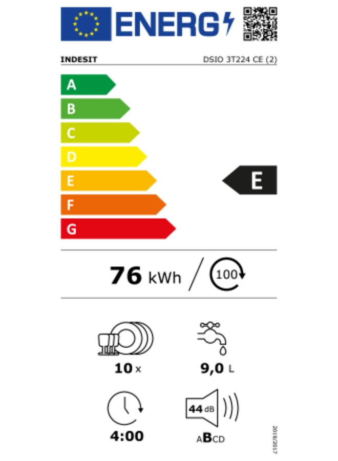 Indesit DSIO  3T224 CE | Inbouw vaatwasser | 45 cm