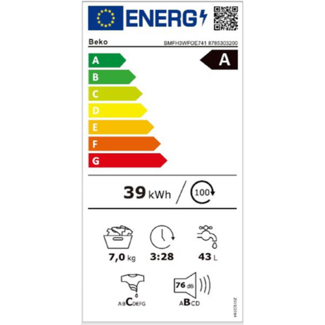 Beko BMFH3WFOE741 | Wasmachine | A Label