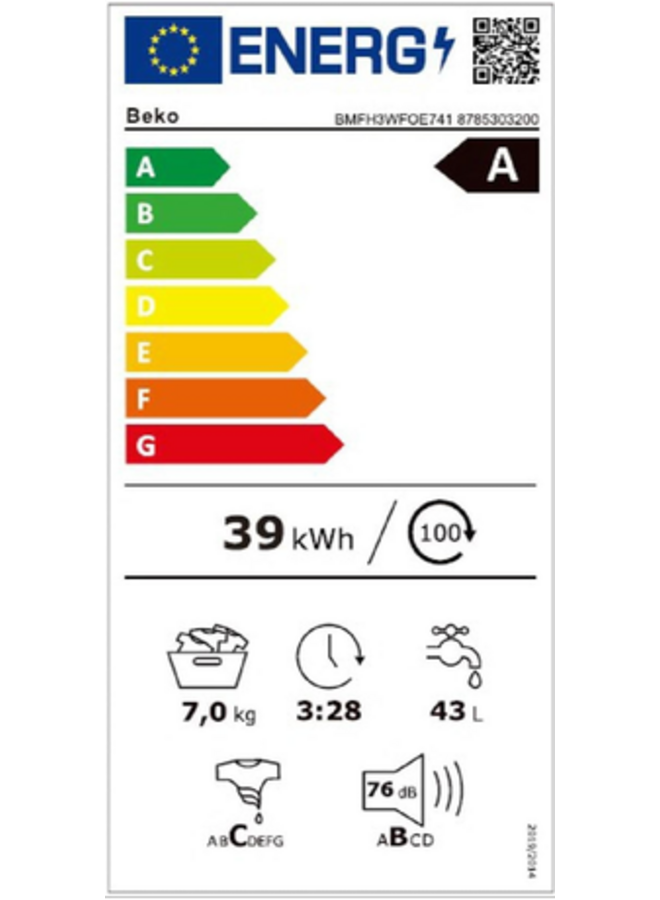 Beko BMFH3WFOE741 | Wasmachine | A Label