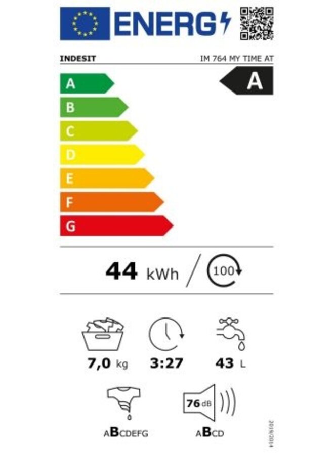 Indesit IM 764 MY TIME AT | Wasmachine | Label A