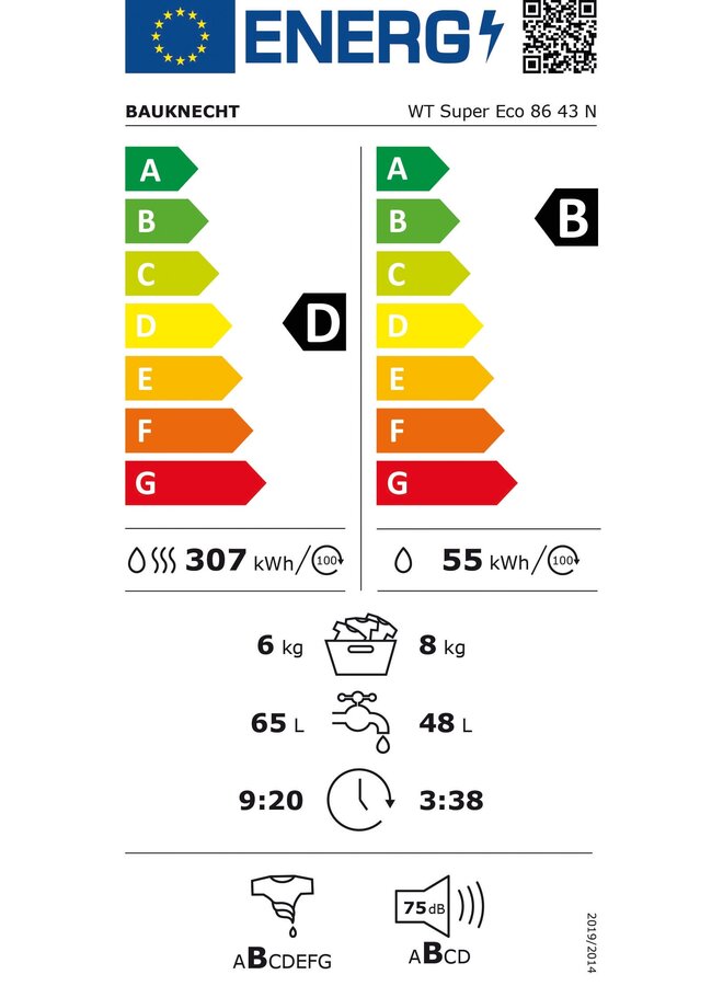 Bauknecht WT SUPER ECO 86 43 N | Wasdroogcombinatie