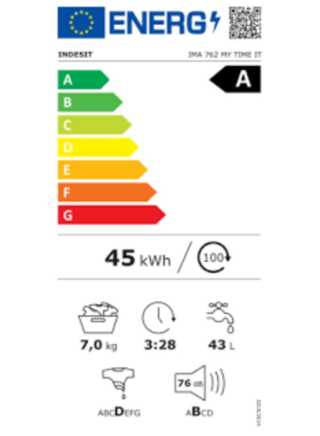Indesit IMA 762 MY TIME AT | Wasmachine | A