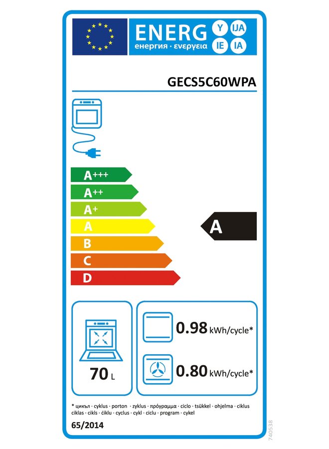 Gorenje  GECS5C60WPA | Keramisch fornuis | 50 cm | Aqua Clean
