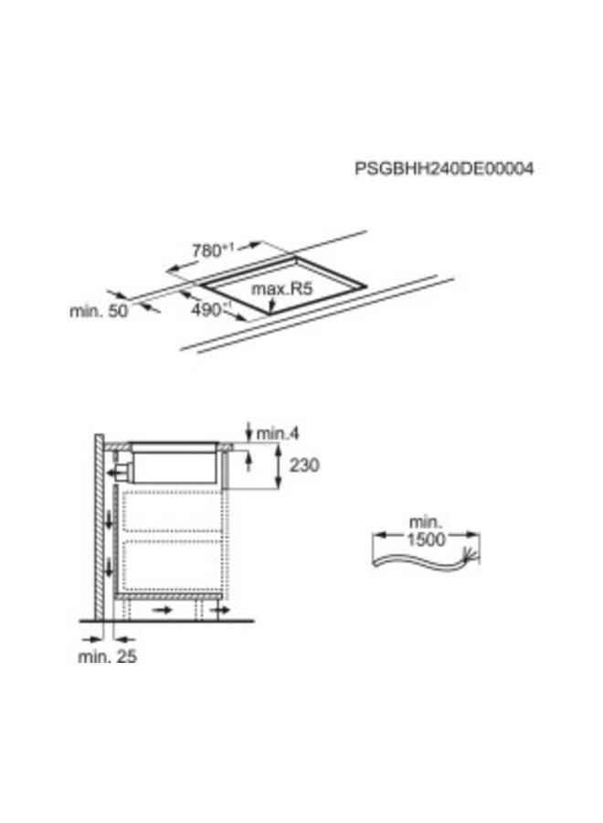 AEG TH84CB0FRB | Inductie kookplaat met afzuiging | 80 cm